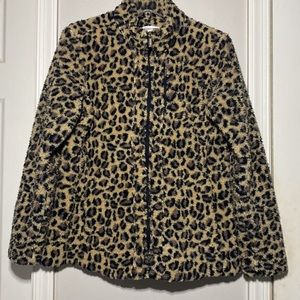 Calvin Klein Leopard Animal Print Fleece Teddy Jacket M